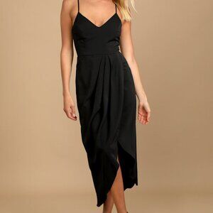 Lulus Reinette Black Midi Dress - Size M